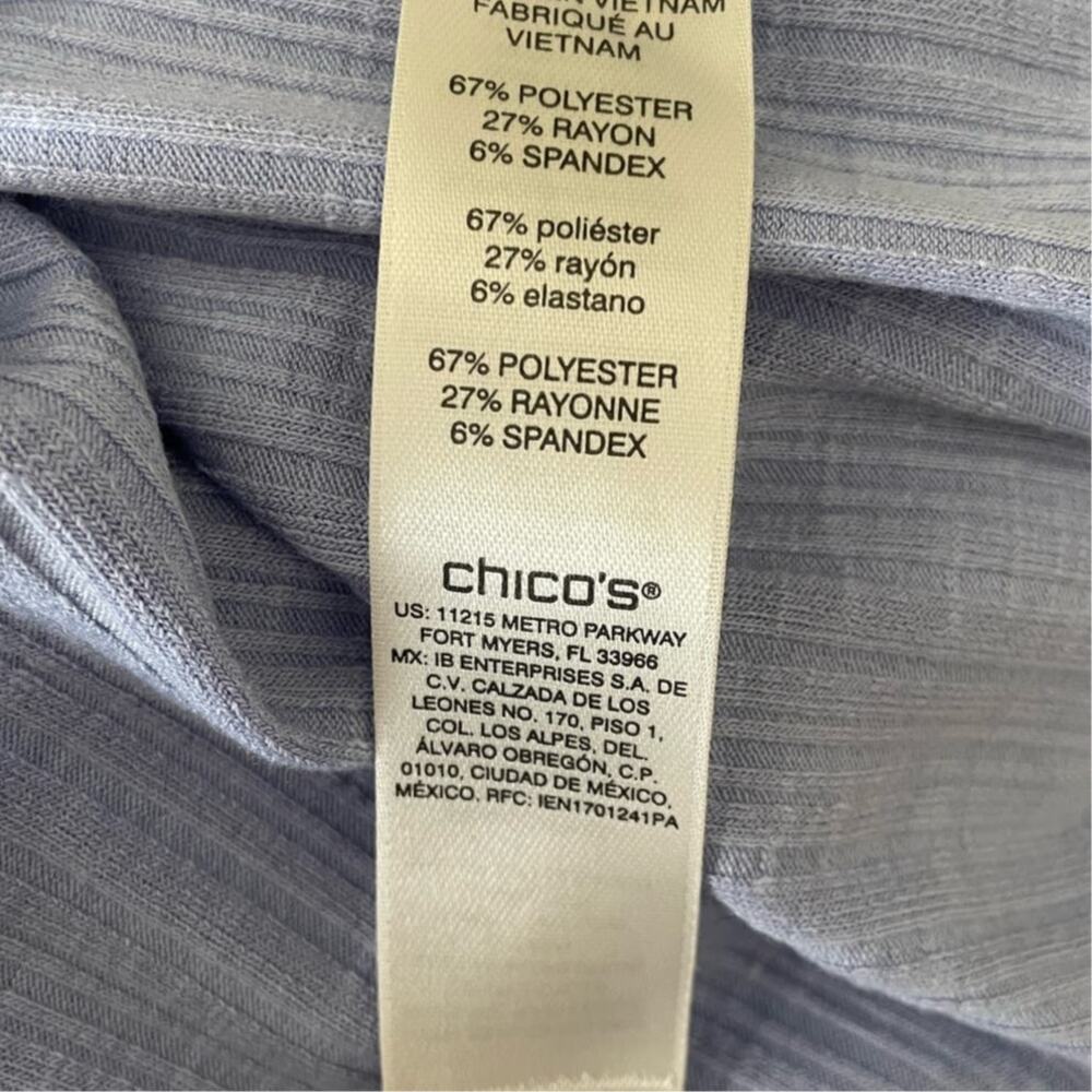 Chicos Top Women‎ L Purple Crew Neck 3/4 Sleeve Textured Fabric Stretch Workwear - Picture 8 of 10